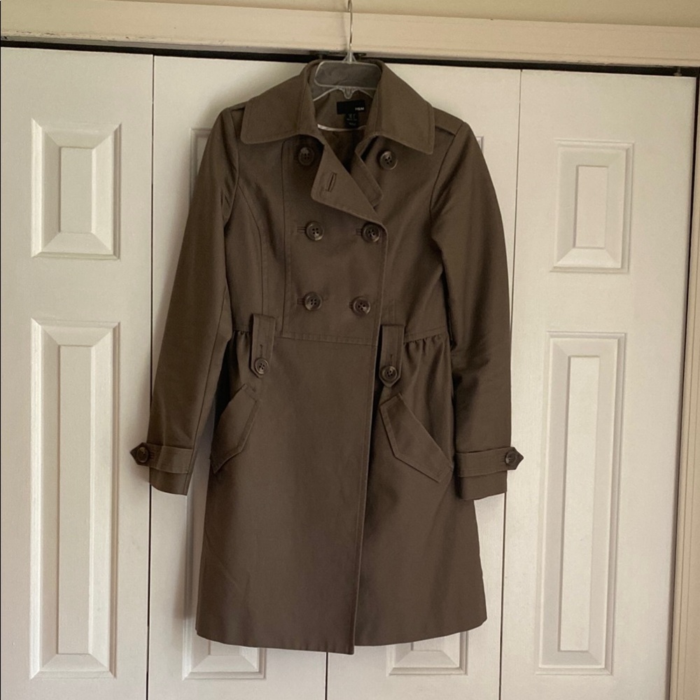 H&M Brown Trench Coat with Belt and Adjustable Cuffs